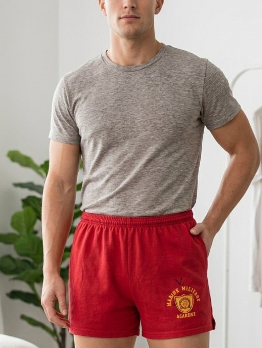 Vintage Russell Athletic Marine Military Academy Shorts Red Large USA